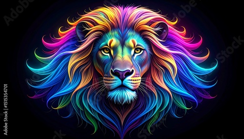 Rainbow Lion Head Portrait.