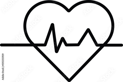 Heartbeat Line in Heart Shape Icon