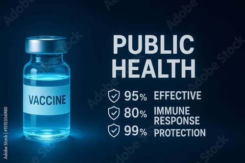 Wallpaper Mural A vial of vaccine with a 'Public Health' headline, promoting the product's effectiveness. The image displays several statistics indicating the impact on people Torontodigital.ca