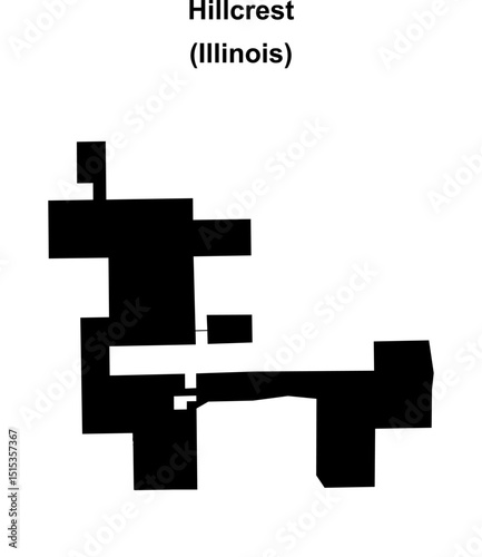 Hillcrest (Illinois) blank outline map photo