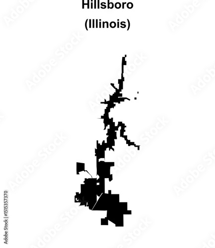 Hillsboro (Illinois) blank outline map