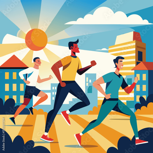 Couple doing sport together on the street. Morning run