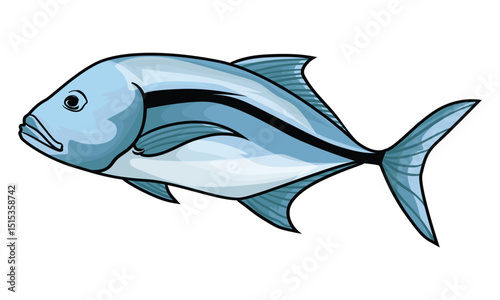 Giant Trevally with white background separately