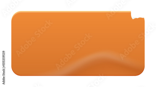 Retro orange rectangle sticker. Wrinkled badge with a ripped paper edge. Price tag. Old distressed blank label with grunge texture for scrapbook designs.	