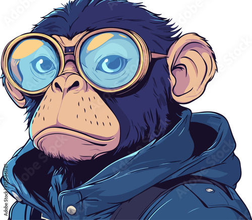 illustration of monkey wearing aviator glasses