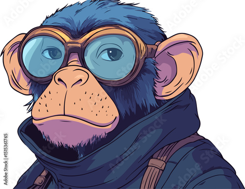 illustration of monkey wearing aviator glasses