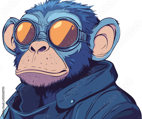 illustration of monkey wearing aviator glasses