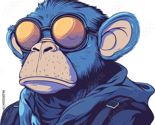 illustration of monkey wearing aviator glasses