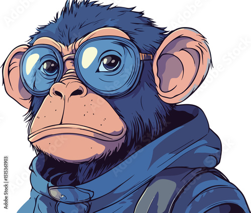 illustration of monkey wearing aviator glasses