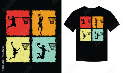 Retro Basketball  Dunk T-shirt Design 