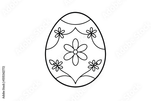 Easter egg line art design floral pattern coloring page