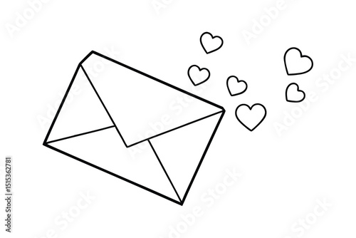 Love letter envelope line art illustration design
