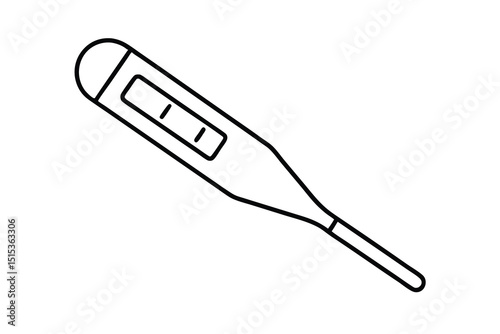 Digital thermometer line art medical illustration healthcare icon