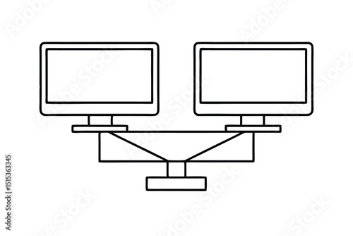 Balanced line art illustration of two computers