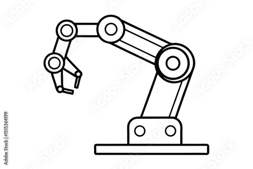 Robotic arm line art illustration simple design