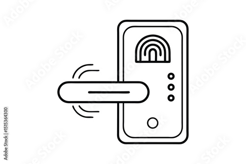 Smart door lock fingerprint scanner line art illustration