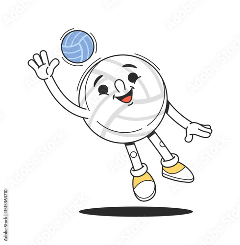 Volleyball character playing game doodle