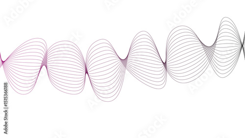 Vector curvy abstract line art wavy flowing dynamic colorful lines white background in concept music or sound, wave, wind, information flow	
