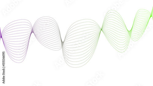 Vector curvy abstract line art wavy flowing dynamic colorful lines white background in concept music or sound, wave, wind, information flow	
