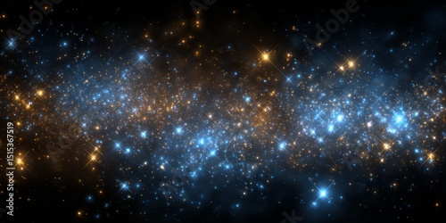 Vast expanse of space filled with sparkling stars and vibrant cosmic colors illuminated against a dark background