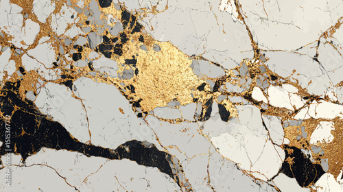 Luxurious Gold and White Marble Abstract Patterning with Elegant Texture