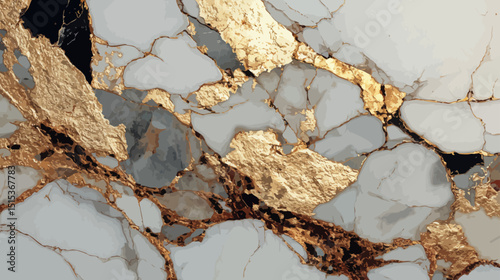 Luxurious Gold and White Marble Abstract Patterning with Elegant Texture
