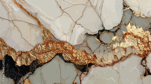 Luxurious Gold and White Marble Abstract Patterning with Elegant Texture