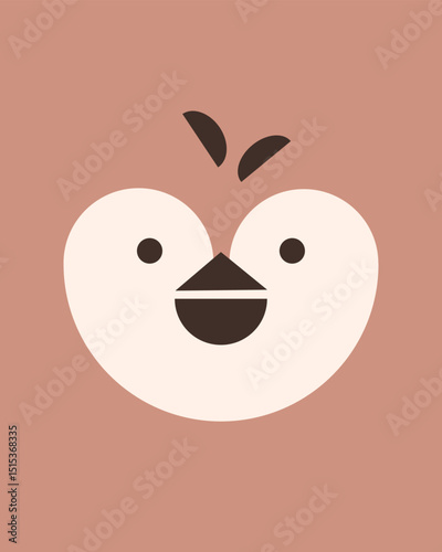 Penguin character. Cute face of animal for baby card, poster, baby shower invitation, nursery wall art, room decoration, printing on fabric, postcard. Vector illustration for applique, embroidery