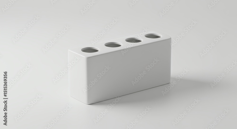 Obraz premium White rectangular block with holes on white background