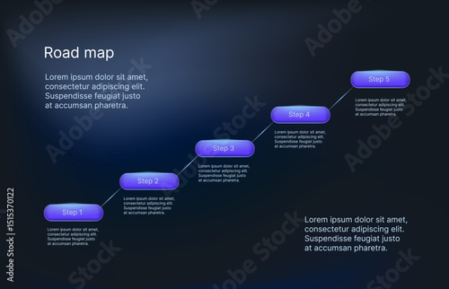 Modern startup road map, timeline, steps, whitepaper for pitchdeck. Business timeline infographic template design