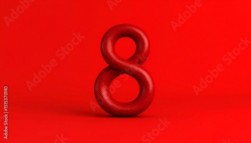 Red 8 with infinity loop, and 3D render.