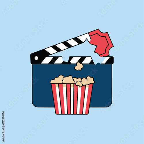 vector icons for cinema, Director's Chair , theatrical roles, video tape, cinema shattered spotlight, Theater Ticket
