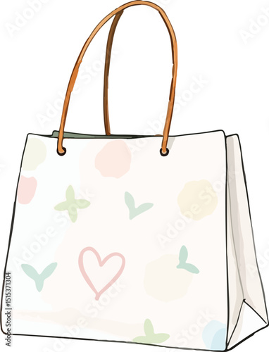 Shopping bag watercolor vector illustration.