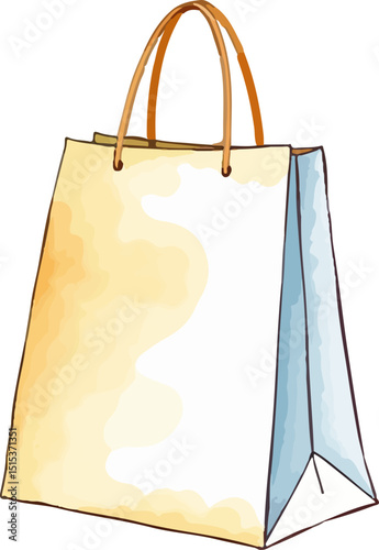 Shopping bag watercolor vector illustration.