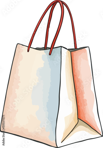 Shopping bag watercolor vector illustration.