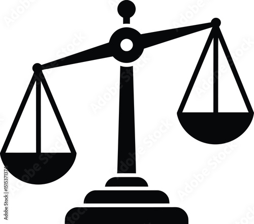 Solid Black Scales of Justice Icon isolated on transparent background - AI Generative

