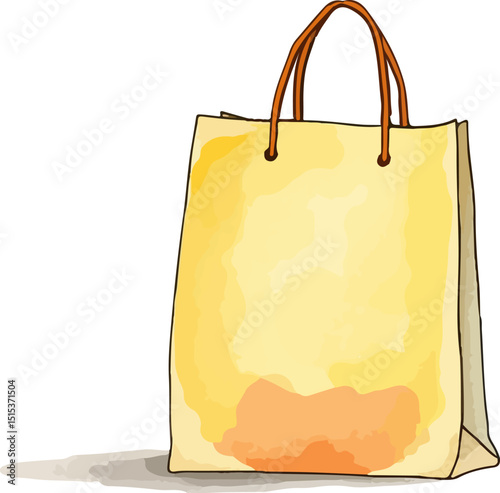 Shopping bag watercolor vector illustration.