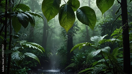 Lush rainforest after rain