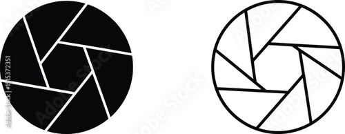 Black and White Camera Shutter Icons Set - AI Generative

