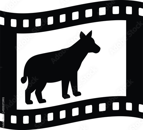 Black Silhouette of Dog in Film Strip - AI Generative

