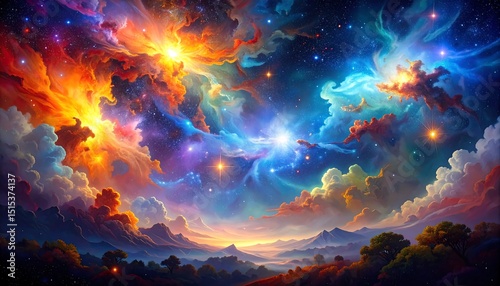Cosmic Nebula Landscape Dreamscape.
