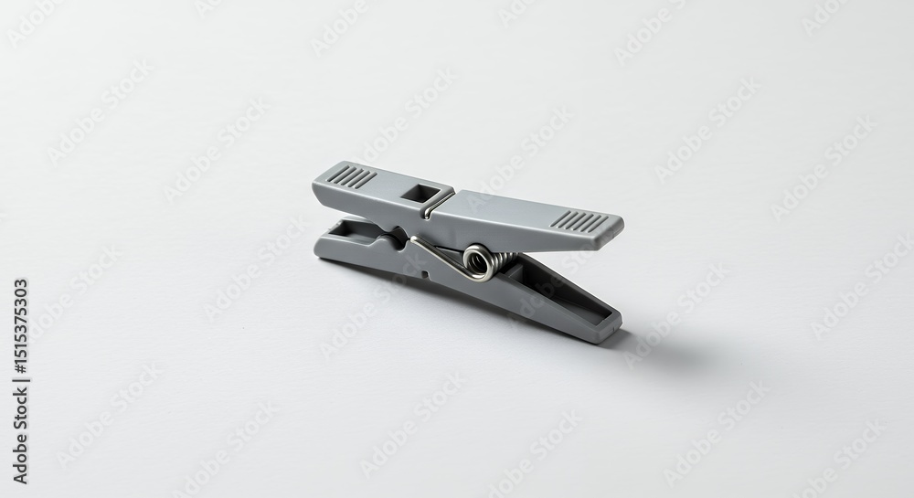 Grey plastic clothespin close up on white background Grey plastic clothespin close up on white background
