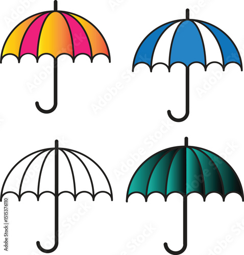 umbrella vector set colorful design illustration
