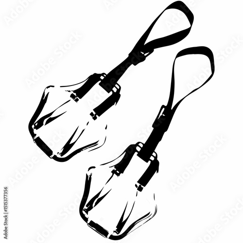 Clear plastic snowshoe bindings with adjustable straps for winter use  