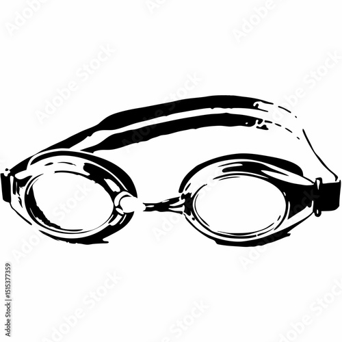 Swimming goggles in black and white illustration design  