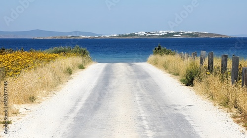 Coastal Road to Island Village Summer Scenery