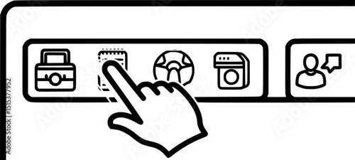 Swipe the icon set to the left. drag or scroll to the left side of the black and white signature, which can be edited. suitable for application or web ui design, with a white background