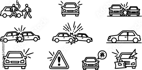 Car accident icon set, vector vector illustration on white background.

