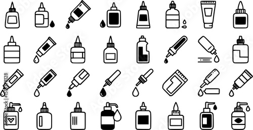 Vector glue icon set. Liquid glue icons.
