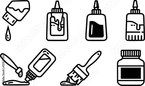 Vector glue icon set. Liquid glue icons.
